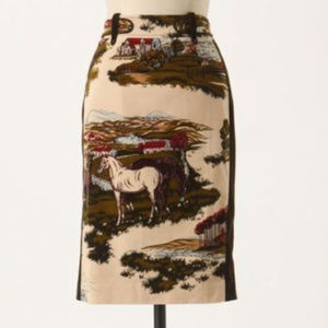 Anthropologie Cartonnier Stable Skirt Horse Print